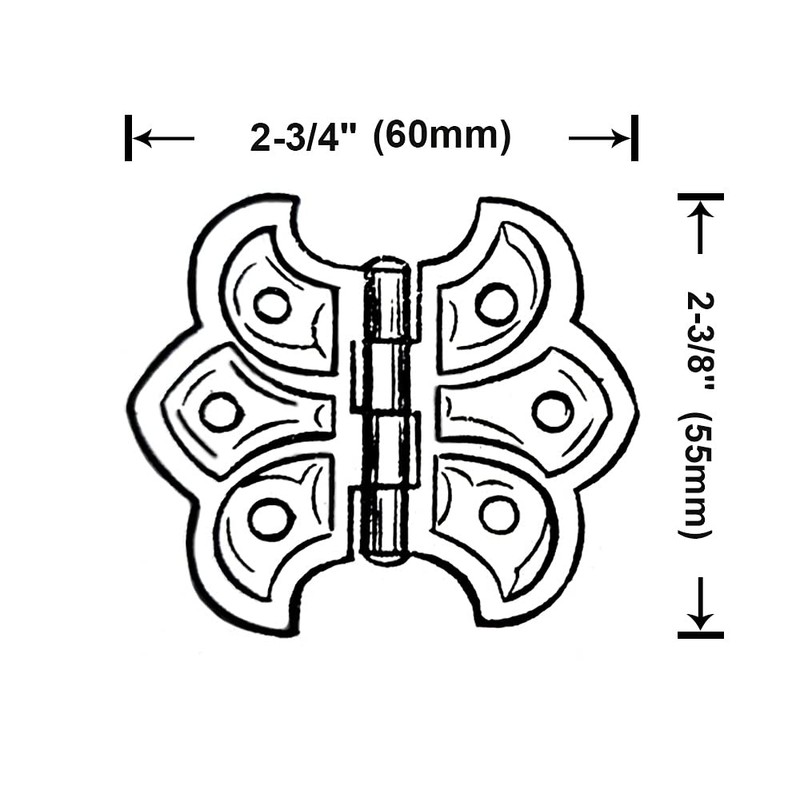 QCAA Butterfly Hinge for Cupboard Door, Nickel Plated, 4 Pack,