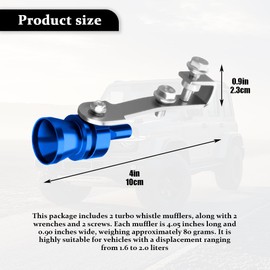 Lyxheth 2PCS Car Turbo Whistle, Turbo Whistle for Exhaust Pipe, Aluminum Alloy Sound Exhaust Muffler Sound Booster, Universal Vent-Pipe Oversized Roar Maker Auto Accessories for Most Cars (Blue)