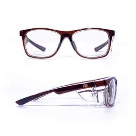 RETS Fashion Safety Glasses - Stylish Protective Eyewear with Clear Side Shields - Color: Rust - Anti Fog Eye Protection