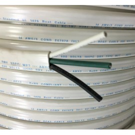 Battery Cables USA 14/3 AWG Gauge Marine Grade Wire AC, Boat Cable, Tinned Copper, Flat Triplex - 10 foot coil