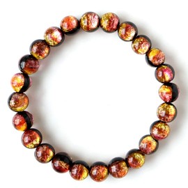 Glow in the Dark Kerama Sunset Orange Firefly Glass Bracelet Men Women 8mm Okinawa Souvenir Kerama Islands