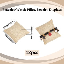 Beebeecraft 12Pcs Bracelet Watch Jewelry Pillow Display BurlyWood Linen Bracelet Pillows Jewelry Display Watch Bracelet Bangle Cushions