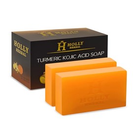 H HOLLY HERBAL Turmeric Soap Bar, Kojic Acid Soap Bar for Face and Body, Suitable for All Skin Types
