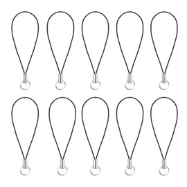 WsjiaboFux 10 Pieces Silver Tone Black Lanyard Cell Phone Charm Split Ring Strap, Clasp Lariat Cord Strap For Mobile Cell Phone/Mp3/Mp4/Usb Flash Drive//Keyrin Clever Design, Cell Phone Charms
