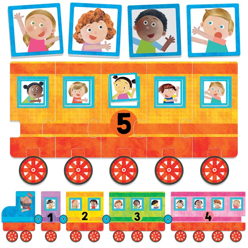 Headu DE52590 123 Big Train Educational Game Montessori, Orange