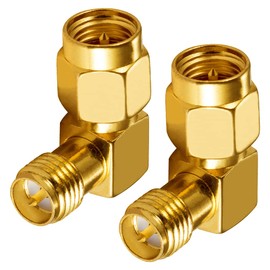 Vecys WiFi Antenna Adapter SMA Male to RP-SMA Female (with Pin) Adapter Right Angle 90 Degree RF Coaxial Coaxial Adapter for 2G 3G 4G WiFi Antenna Router Wireless WLAN Network (Pack of 2)