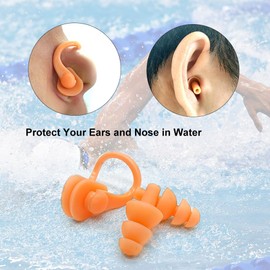 Zooshine 12 Sets Swimming Ear Plugs Nose Clips - Reusable Earplugs Nose Plugs - Comfortable Swim Gear for Adults & Kids(Age 7+) for Swimming,Surfing, Diving, Water Sports