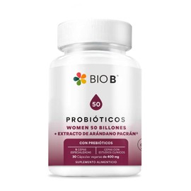 BIO B ǀ Probióticos Women con 50 Billones UFC + Extracto de Arándano Pacrán®ǀ Cepas Especializadas + Prebióticos ǀ 30 Cápsulas Veganas
