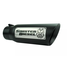 Sinister Diesel Dual Wall Exhaust Tip W/ Angle Cut 4" to 5" Black