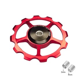 cyclingcolors 2 x Bicycle Pulley Rear Derailleur Guide Wheel Aluminium 7075 Red with 689-2RS Sealed Bearing Rear Gear Wheels Mountain Bike Road Bike 12T
