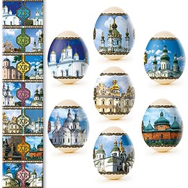 Ukrainian Thermo Heat Shrink Sleeve Decoration Easter Egg Wraps Pysanka Set - for 7 Easter Eggs (Cathedral)