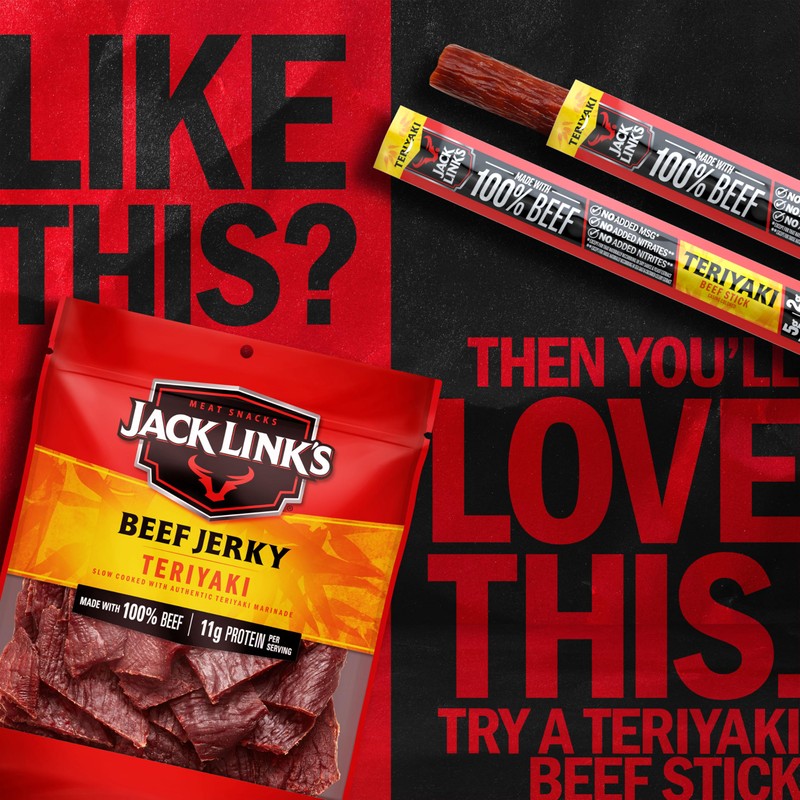 Jack Link's Beef Jerky, Teriyaki, Half Pounder Large Jerky Bag