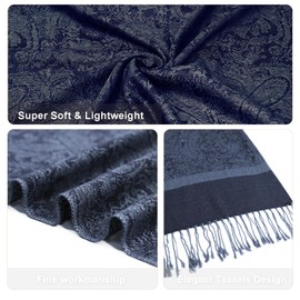vimate Navy Blue Paisley Pashmina Shawl Scarves-Winter Ladies Pashminas Wraps and Shawls for Evening Formal Dresses(US-Style 1-Navy Blue)