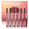 12Pcs Lip Liner and Lipstick Set, 6 Velvety Matte Liquid