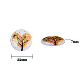 BEEFLYING 50pcs Glass Cabochons Tree of Life Pendants Round Cabochons Charms for Jewelry Making