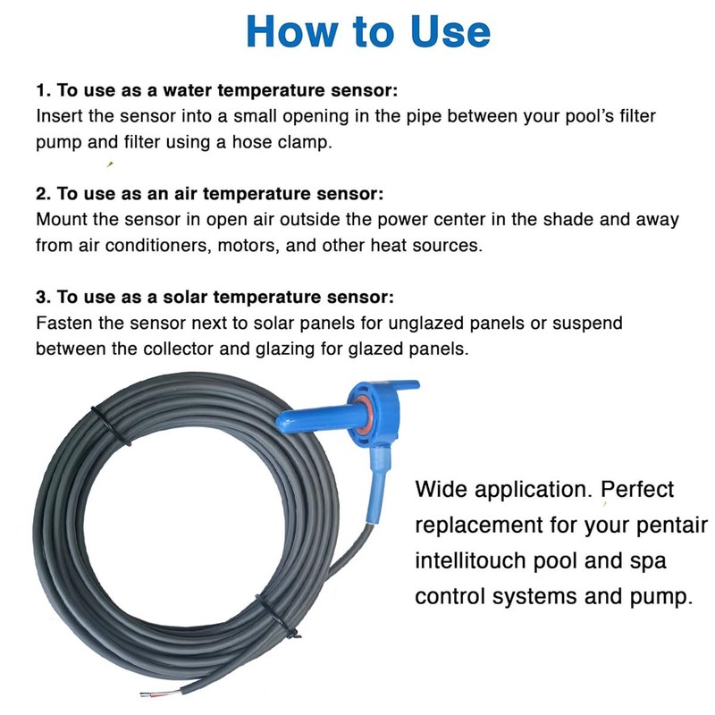 520272 Replacement Temperature Sensor Pool Thermometer Water Temp Sensor 10K-ohm