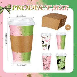 Zhehao 90 Pcs/30 Sets Christmas Paper Coffee Cups with Lids and Sleeves Disposable Hot Cocoa Party Paper Cups for Hot Chocolate Accessories (16 oz,Witch)