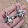 Boho Silver Honey Bee, Nature, Insect, Boho Earrings, 1”, New