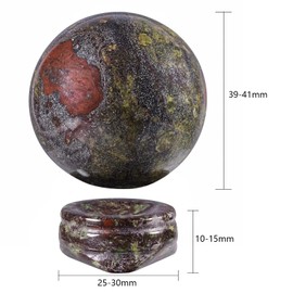 KYEYGWO 4cm Natural Dragon Bloodstone Ball Decor with Gemstone Stand, Polished Round Decorative Stone Sphere Sculpture Fengshui Ornament for Reiki Healing and Meditation