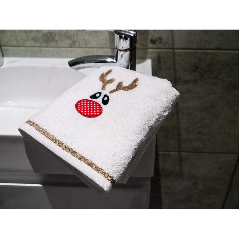 Lex's Linens Rudolph Embroidered Christmas Hand Towel