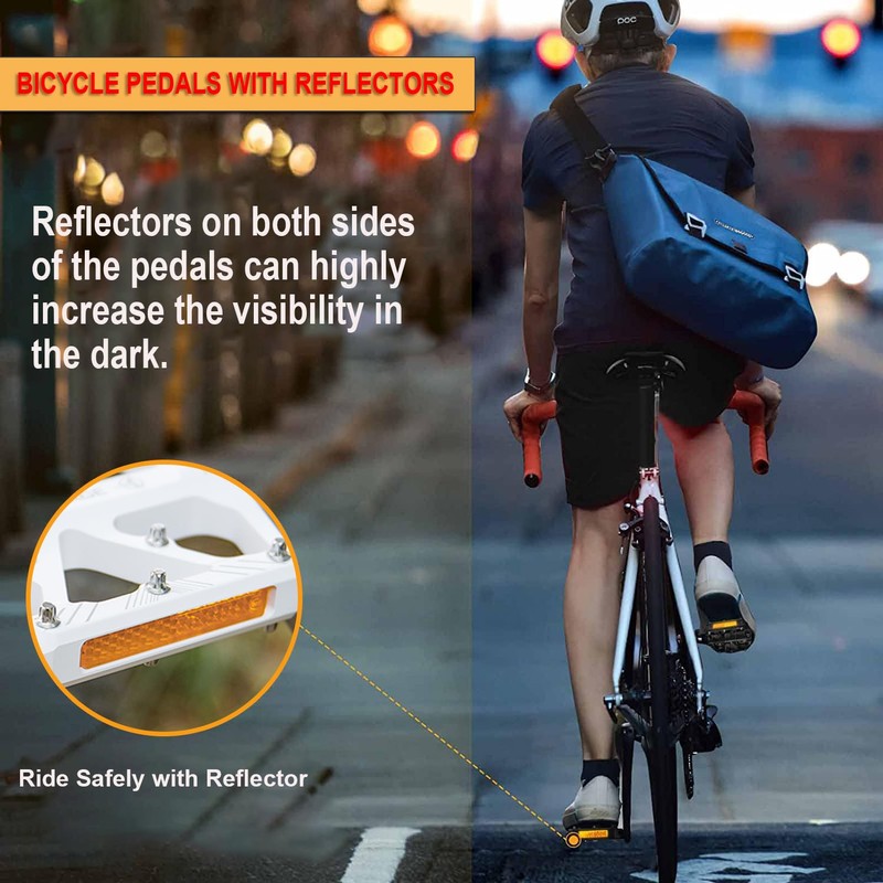Bike Pedals 9/16 Inch - Bicycle Pedals with Reflectors -