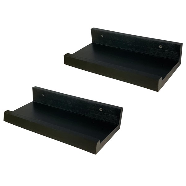 Z metnal Solid Wood Floating Shelves Set of 2, Rustic