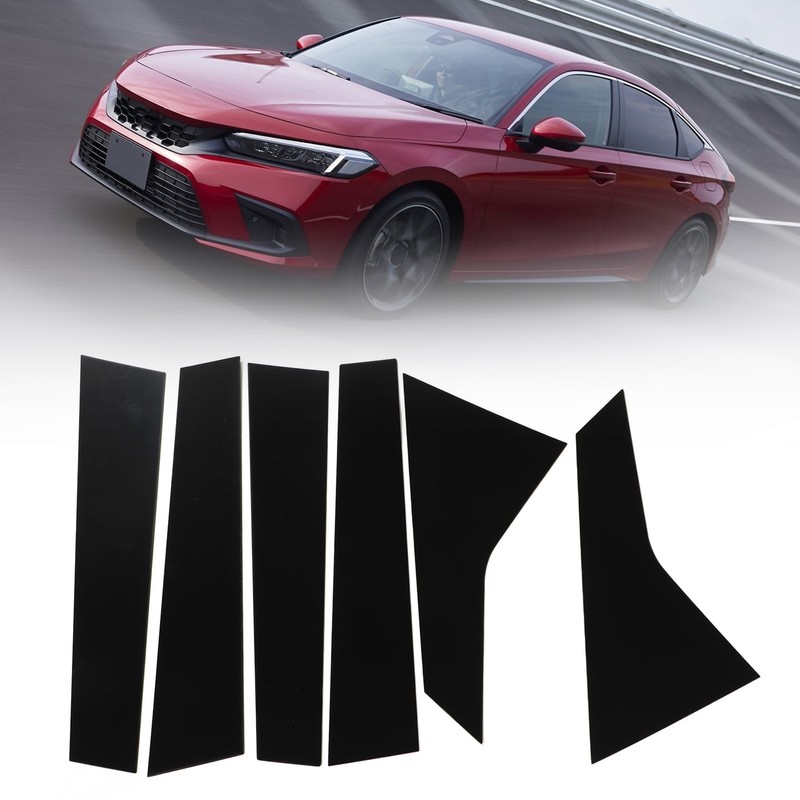 6PCS Car Window Trim Bright Black Lightweight Smooth Surface Window