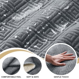 Timeles Velvet Recliner Seat Covers Waterproof Reclining Chair Cover Without Backrest Thick Soft Washable (Gray, Oversized Fits 30-inch Seats)