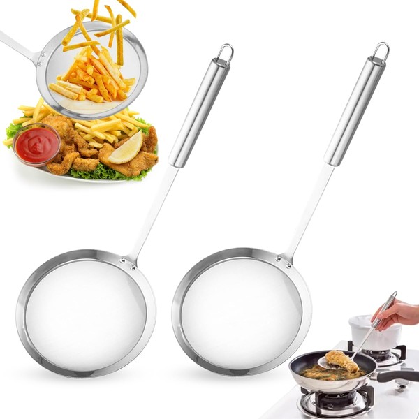 Set of 2, Spider Web Ladle, Frying Pot Strainer, Stainless