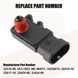 X AUTOHAUX Manifold Absolute Pressure Sensor MAP Sensor 32316-99 933-1003 MC-MAP3 10220075 32416-10 32417-10 32424-98 for Harley Davidson Dyna Softail Sportster