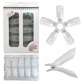 PANA 1pk Bow Ribbon Style White Acrylic Nail Soak Off Finger Cap Clips Wrap Tool