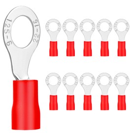 Ring Cable Lugs 0.5-6 mm² Zip Terminals Crimp Connector Partially Insulated PVC Cable Connector Made of Tin-Plated Copper (0.5-1.5 mm², M6)