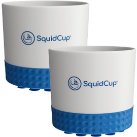 SquidCup Non-Tipping, Anti-Spill Cup Holder for Boats, Kayaks, SUPs, RVs, Fishing & Camping | Universal 12–30 oz Fit | BPA-Free, Optional SquidDisk Mount Included for Textured Surfaces (Gray/Navy)