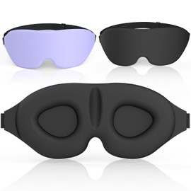 AMAZKER Sleep Eye Mask for Men Women, 3D Contoured Cup Sleeping Mask & Blindfold, Concave Molded Night Sleep Mask, Block Out Light, Soft Comfort Eye Shade Cover for Travel Yoga Nap,Purple & Black