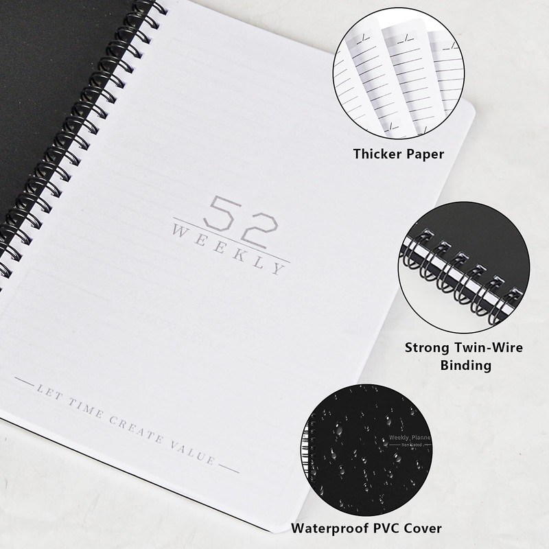 Moseem Weekly Planner Notebook, Undated A5 Planner Notebook Daily Planner
