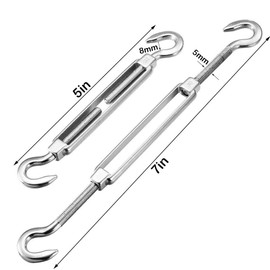 TooTaci 10 Pack Turnbuckle Hook and Hook, 304 Stainless Steel Turnbuckle Wire Tensioner, Adjustable Turnbuckles for Cables Wire, Shade Sails, Cable Tightener for Garden Trellis, String Lights