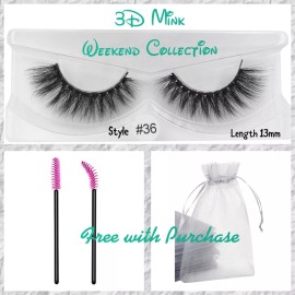 Aliya Ryan NIB Weekend 3D Luxury Faux Mink Strip False Lashes Med Length 13 mm style 36