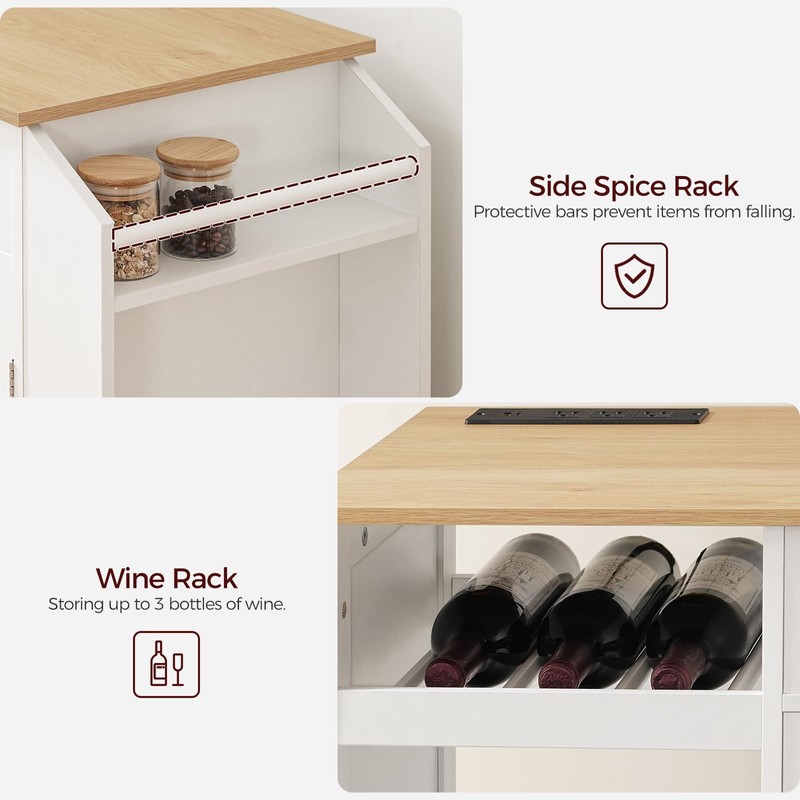 MAHANCRIS Kitchen Island with Power Outlet, Kitchen Storage Island with