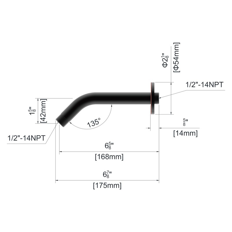Derengge Shower Arm with Flange,6.5 Inch Oil Rubbed Bronze Wall