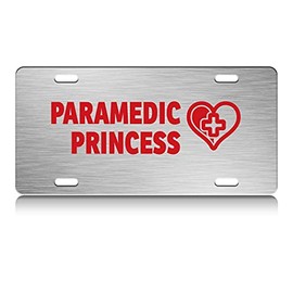 Press Fans - Paramedic Princess Paramedics Health S.Steel Car SUV Truck License Plate Decorative Tag Chrome-D#m54