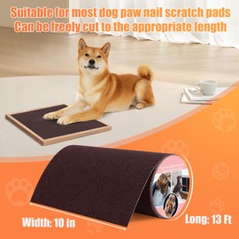 Pet Nail Self Adhesive Replacement Emery Paper Fits Most Dog Scratch Pad Cat Litter Box DIY on The Places Where Pets Like to Scratch Alternatives to Cat and Dog Nail Clippers (10in*13ft, Brown)