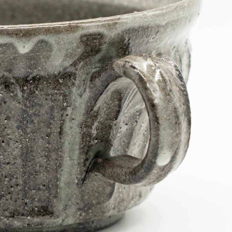 Marui MR-3-4415 Shigaraki Ware Loofah Soup Cup, Capacity Approx. 11.8