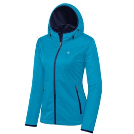 Little Donkey Andy Women's Lightweight Hooded Softshell Jacket for Running Travel Hiking, Windproof, Water Repellent Blue Size XS