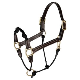 Schneiders Leather and Rope Nose Combo Control Halter for Horses | Breakaway Safety Crown | Rope Nose for Responsiveness | Color Brown | Size Cob