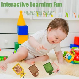 JUNSHUO 8PCS Animal Cognitive Sensory Toys, Visual and Tactile Stimuli, Mini Tactile Sensory Tiles, Sensory Toys for Autism, Playful Learning Gift, Presents Gifts for Children