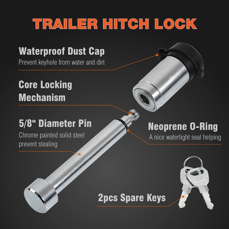 ROAD DAWG 2 Pack Hitch Lock Pin,5/8 Inch Trailer Receiver