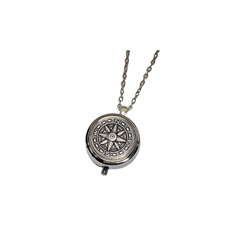 Handmade Silver Compass Pill Box Necklace