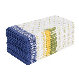 FINGERCRAFT Cloth Napkins, Set of 8 Cotton Linen Blend Printed Dinner Napkins Cloth Mitered Corner Perfect for Parties Dinners Weddings Cocktail Christmas Easter 20x20 Lemon Leaf