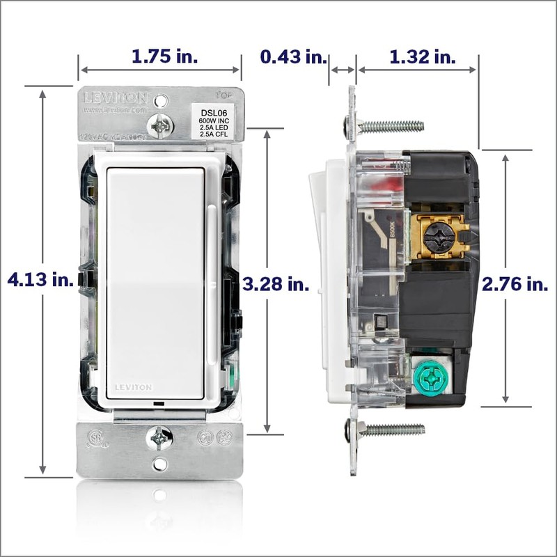 Leviton Decora Slide Dimmer Switch for Dimmable LED, Halogen and
