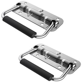 Sugarello Handle Pull Heavy Weight Handle Rubber Grip Handle Handle with Spring Stainless Steel Crank Handle Pull Handle Folding Set of 2 (122mm)